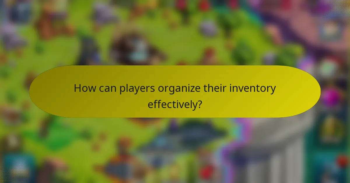 How can players organize their inventory effectively?