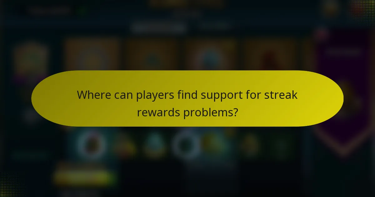 Where can players find support for streak rewards problems?